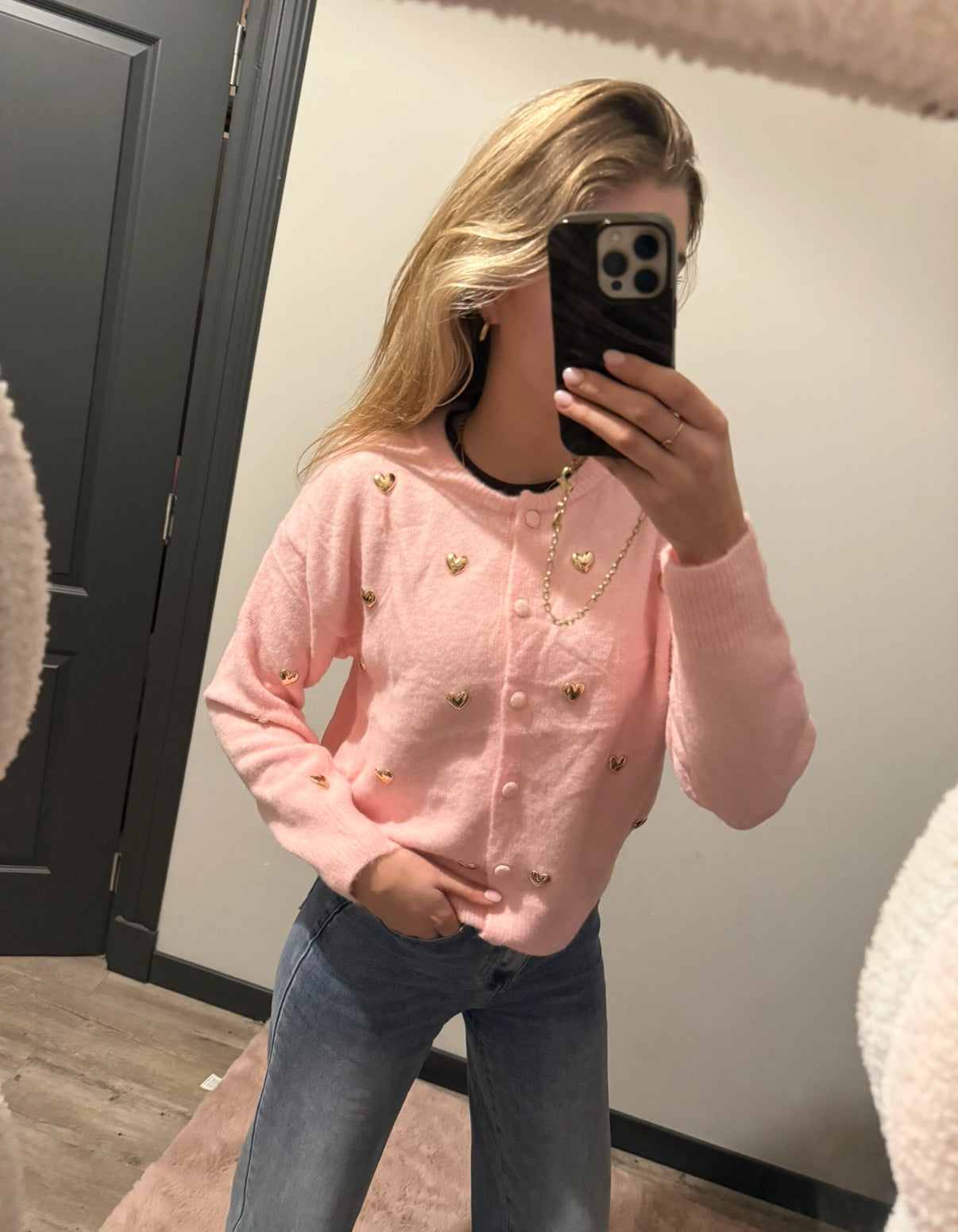 livia heart cardigan | licht roze