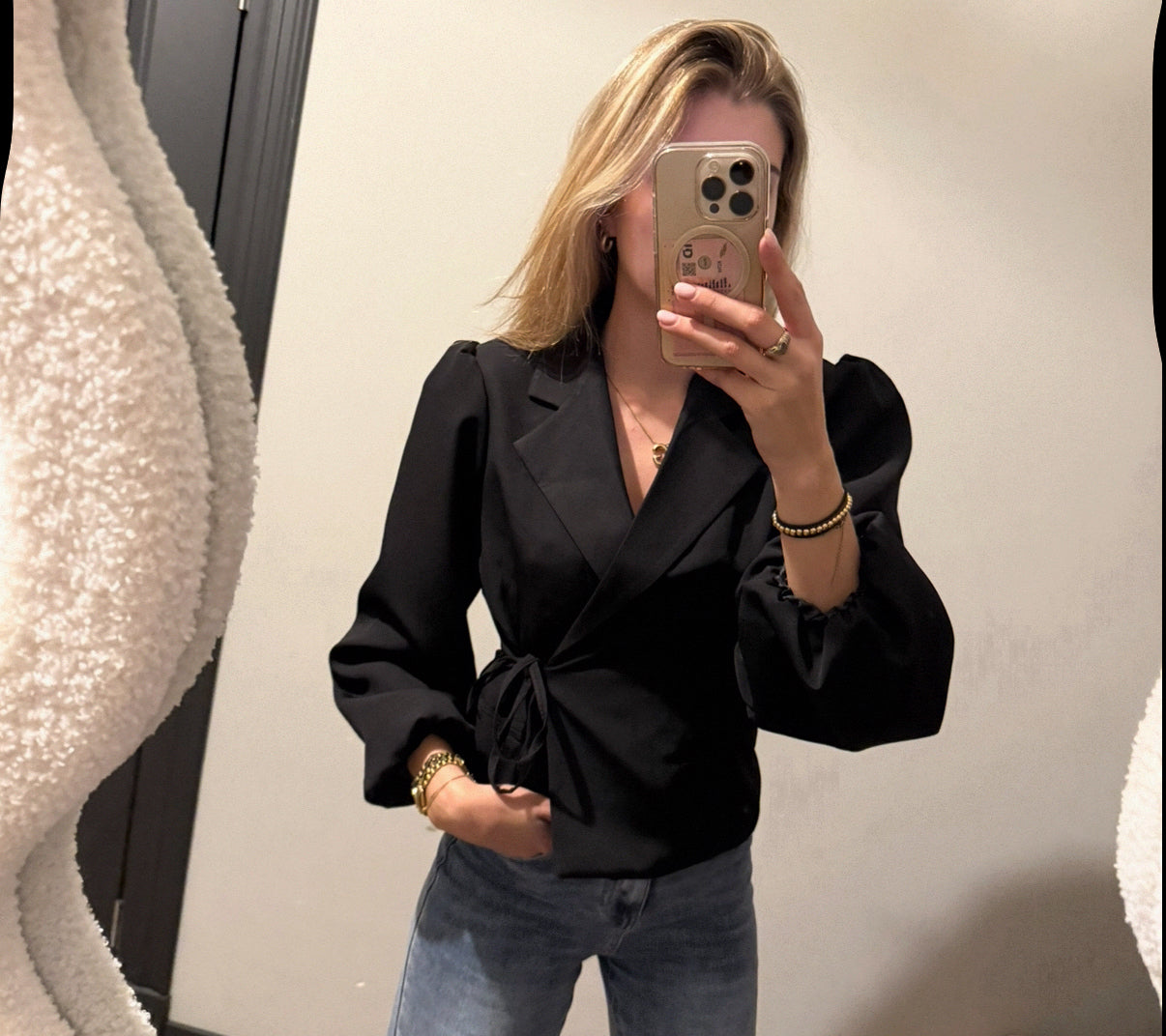 jade wikkel blazer | zwart