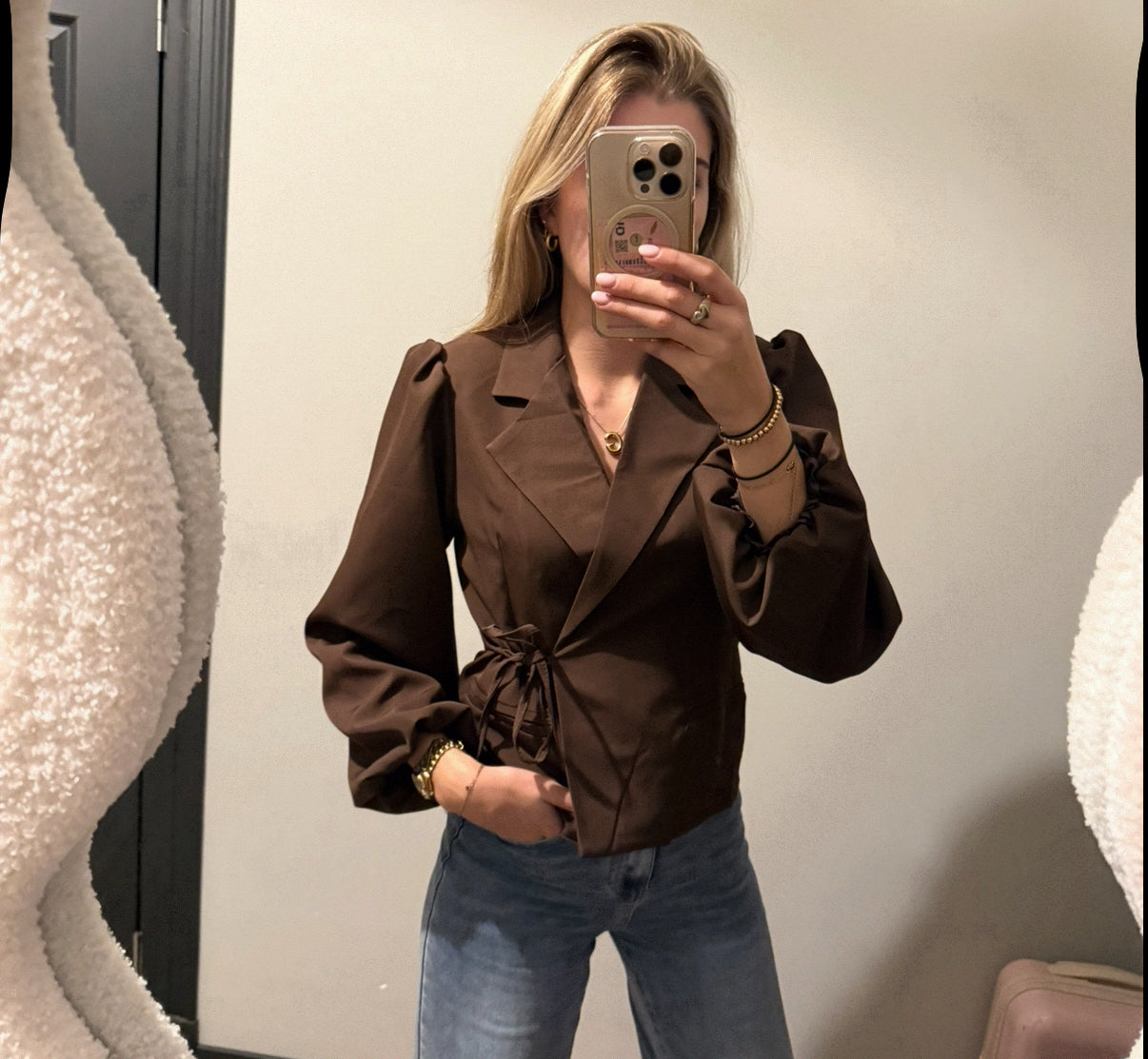 jade wikkel blazer | bruin