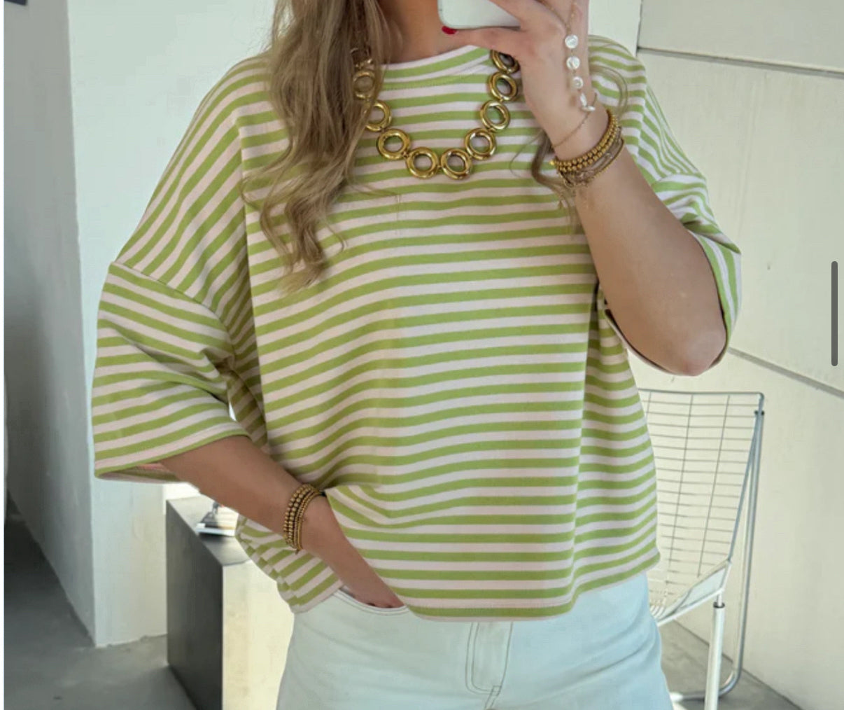 lisa striped tee | matcha