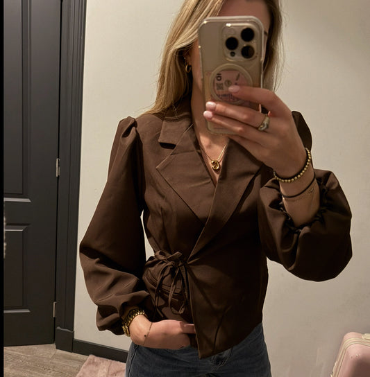 jade wikkel blazer | bruin