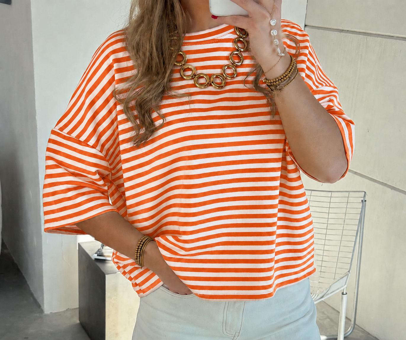 lisa striped tee | oranje