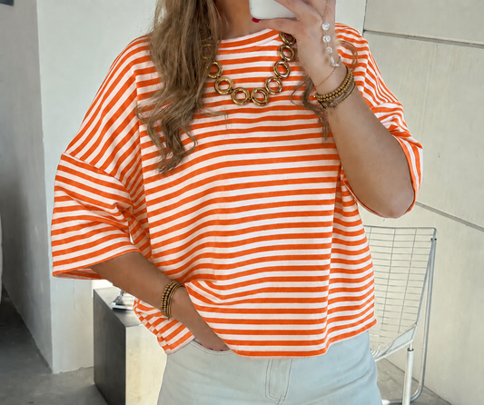 lisa striped tee | oranje