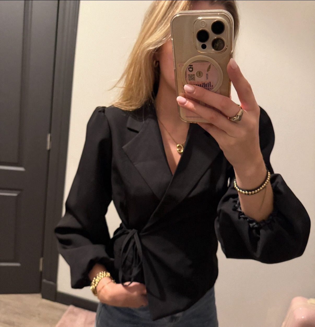 jade wikkel blazer | zwart