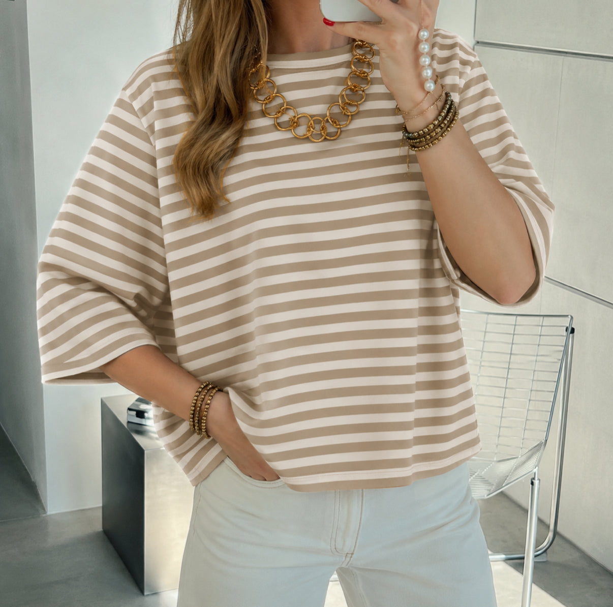 lisa striped tee | beige