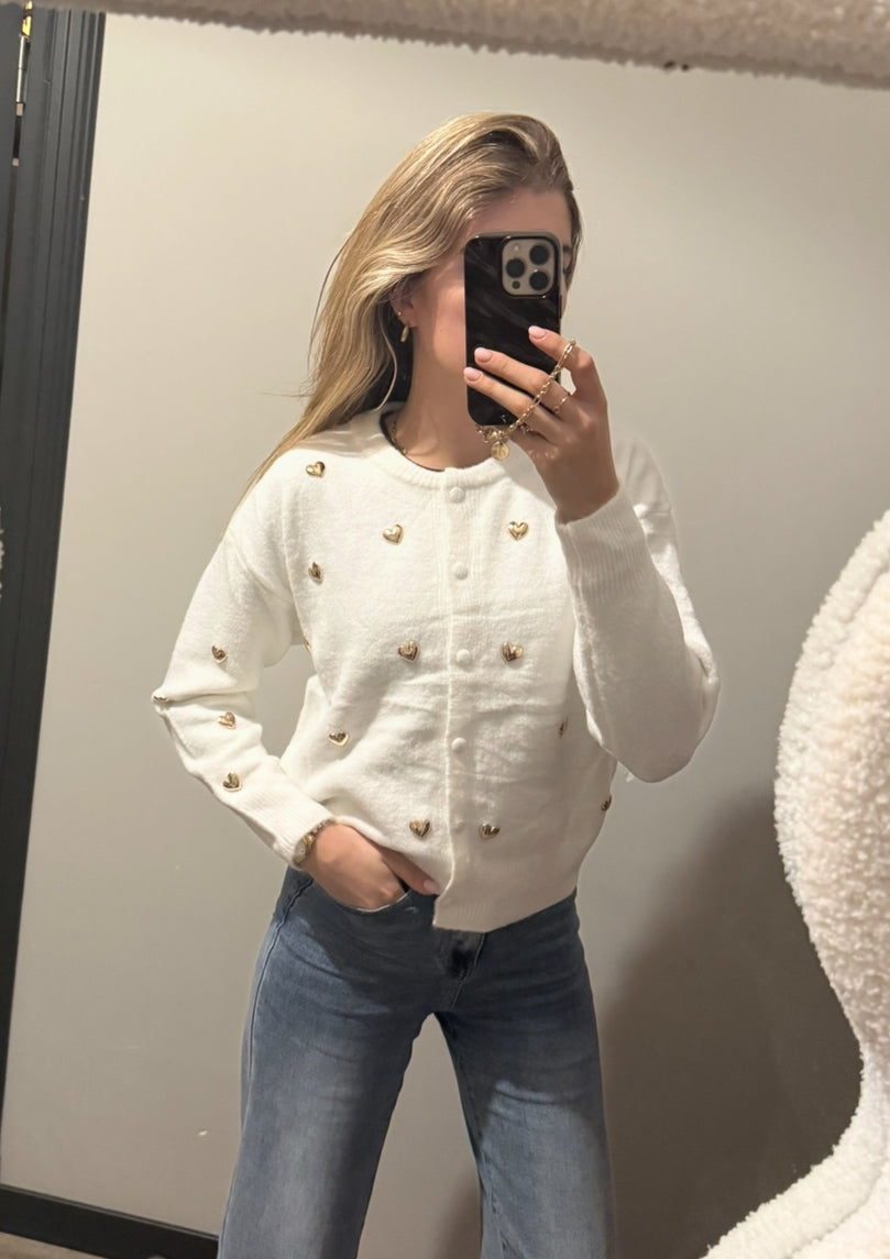 livia heart cardigan | wit