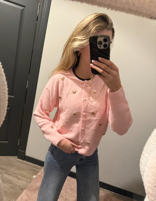 livia heart cardigan | licht roze