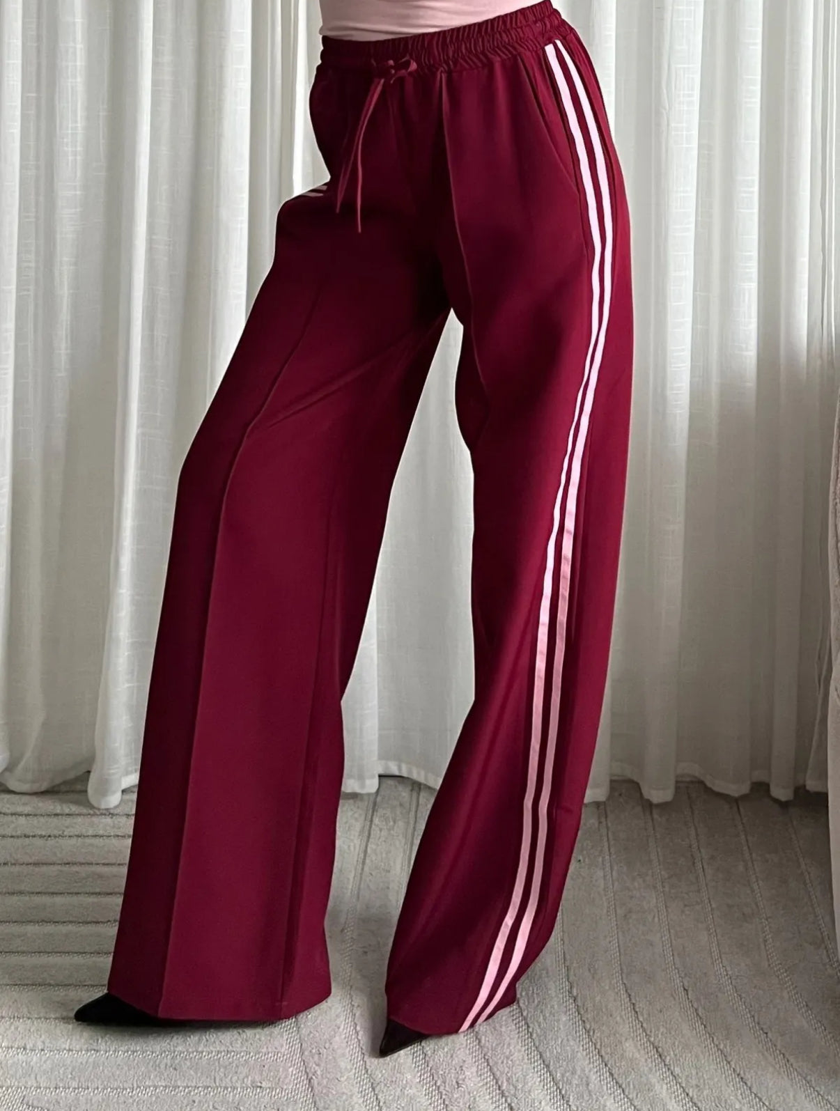 striped pants | bordeaux licht roze